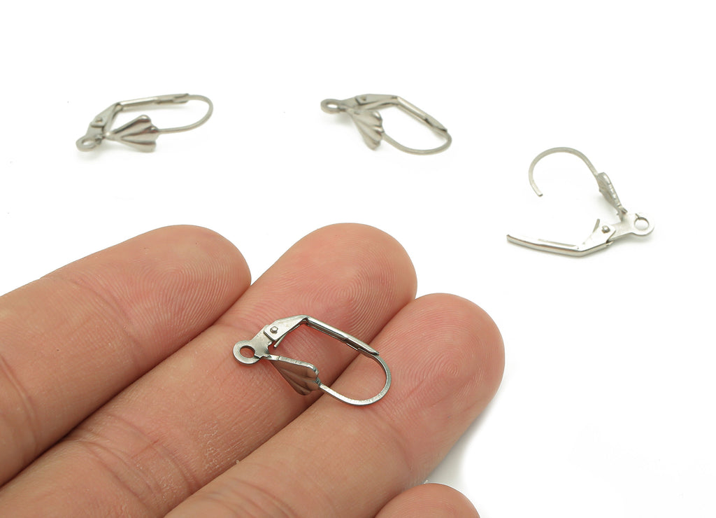 Stainless Steel Leverback Clasp - 304 Stainless Steel Lever Back Hook Clasps Earrings - Earring Findings - 18.97x10.24x1.02mm- SS1390 - DOMEDBAZAAR