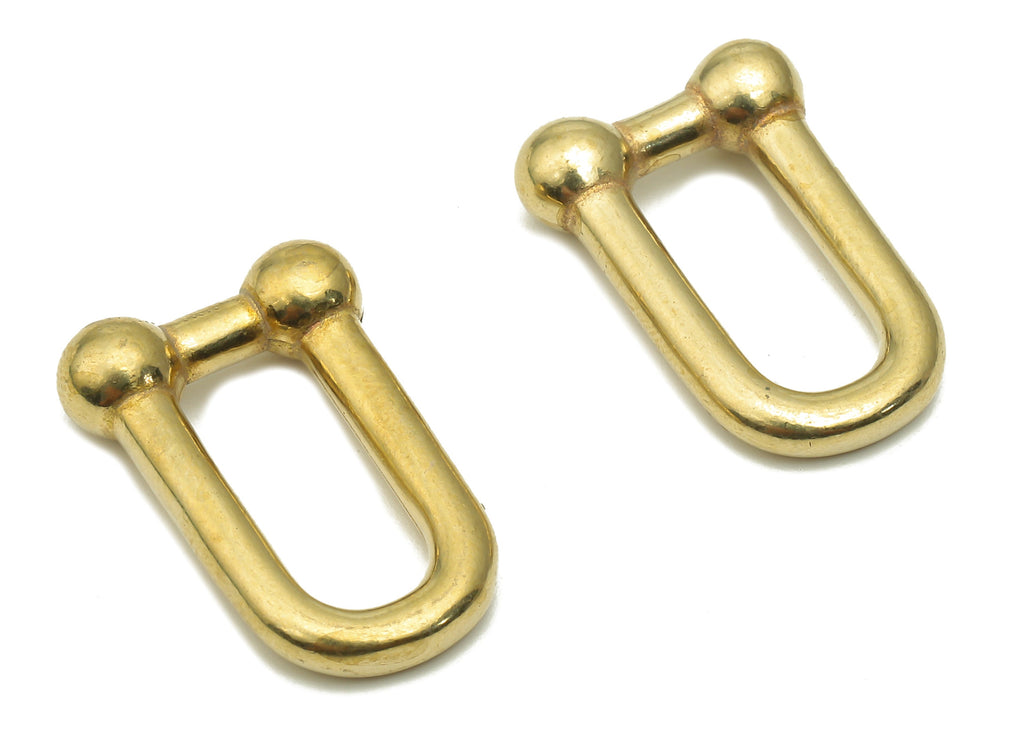 Brass U Link Earrings Charm - Raw Brass Hoop Earrings - Geometric Earrings - Brass U Shaped Hoop Earrings - 22.57x15.17x5.43mm - PP7642 - DOMEDBAZAAR