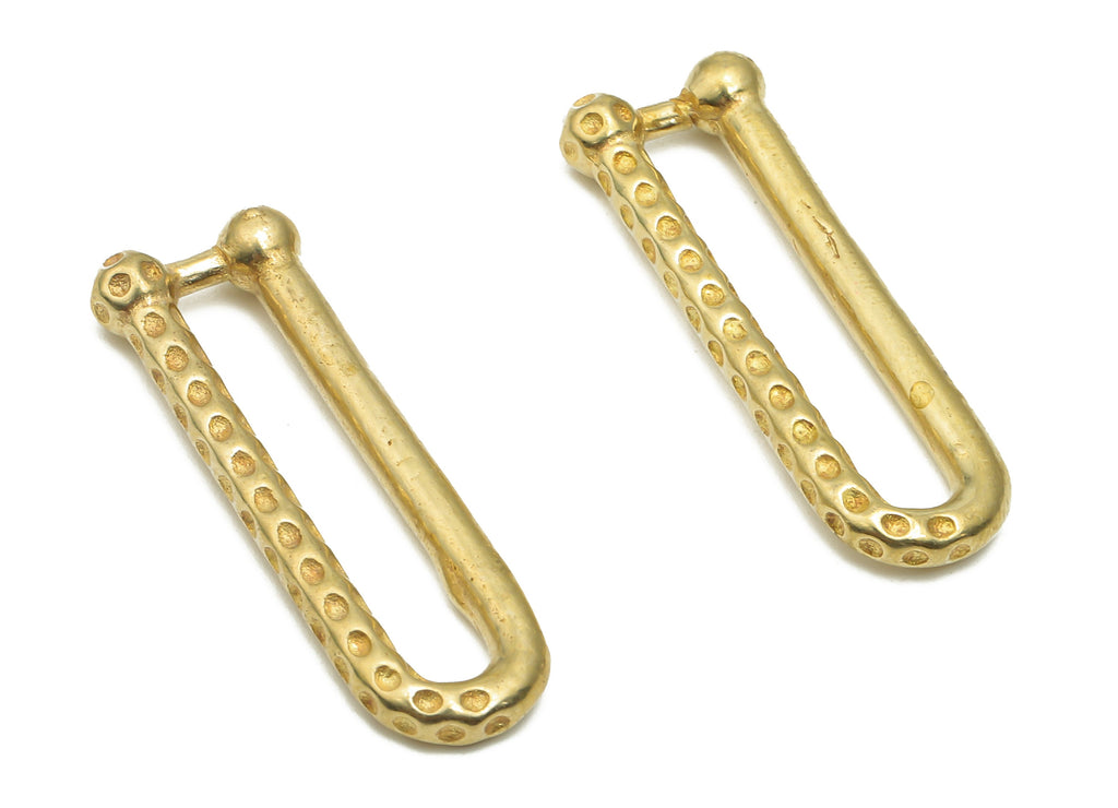 Brass U Link Earrings Charm - Raw Brass Hoop Earrings - Geometric Earrings - Brass U Shaped long Earrings - 29.84x10.25x2.62mm - PP7646 - DOMEDBAZAAR