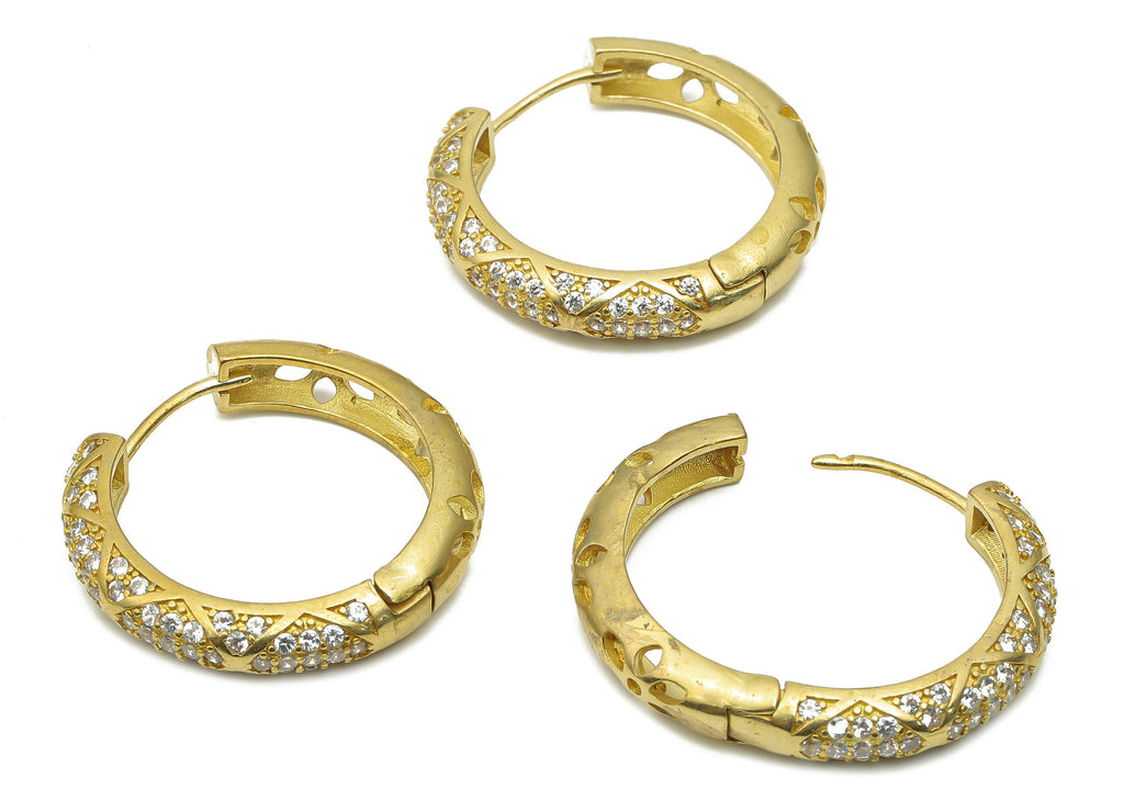 Brass Textured Huggie Hoop Earring- Raw Brass Circle Huggie Hoops - Brass Huggie Hoops - Brass Earrings Stud - 29.3x29.3x3.5mm - PP7719 - DOMEDBAZAAR