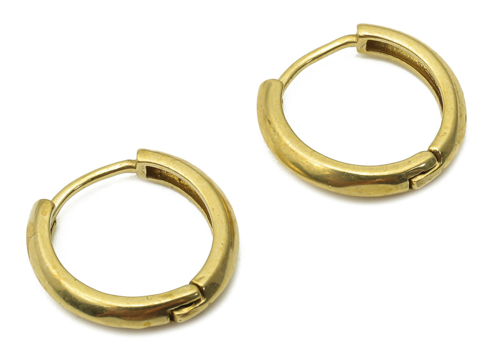 Brass Round Earrings Clasps - Raw Brass Hoop Earrings - Brass Round Clasps  - Brass Circle Huggie Earrings - 14.32x14.32x1.74mm - PP7599 - DOMEDBAZAAR