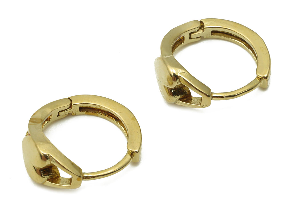 Brass Circle Earrings Clasps - Raw Brass Heart Hoop Earring - Brass Round Clasp - Brass Thick Huggie Hoop Earring - 12.2x12.2x1.3mm - PP7602 - DOMEDBAZAAR