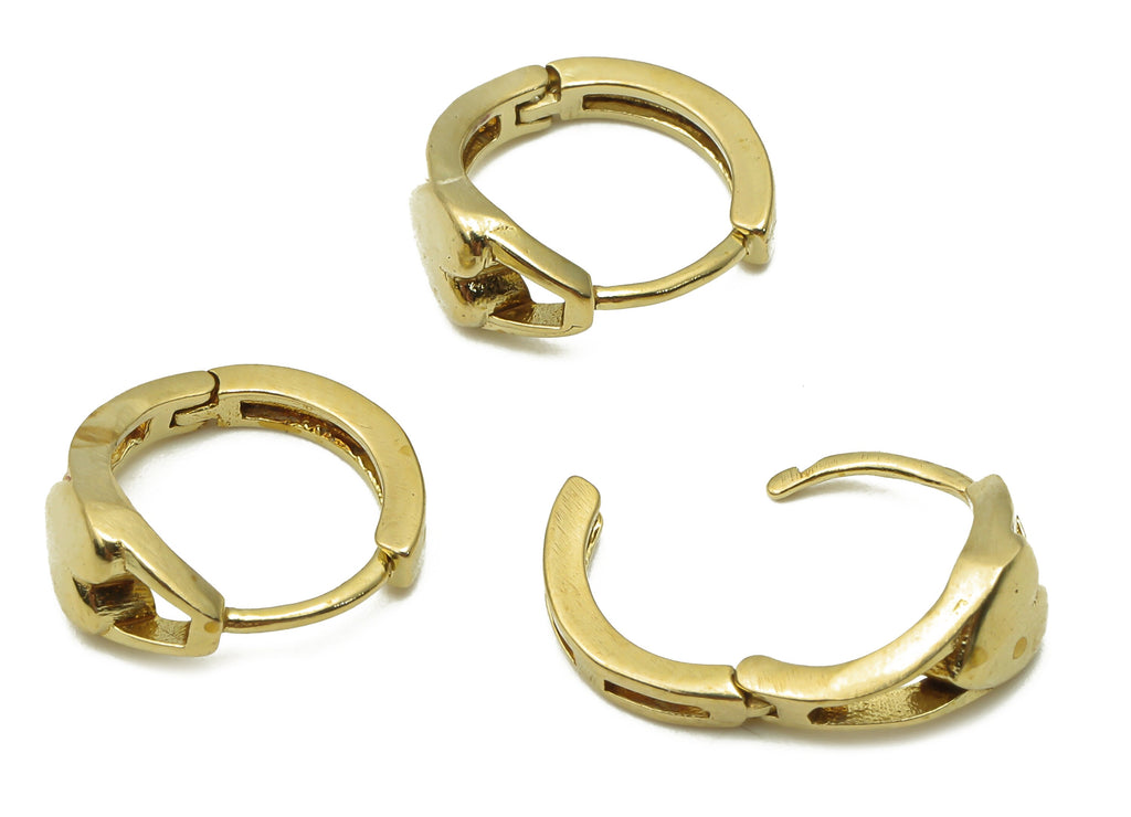 Brass Circle Earrings Clasps - Raw Brass Heart Hoop Earring - Brass Round Clasp - Brass Thick Huggie Hoop Earring - 12.2x12.2x1.3mm - PP7602 - DOMEDBAZAAR