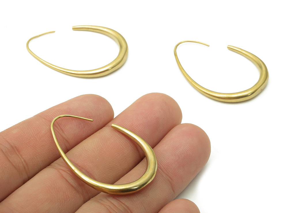 Brass Wire Teardrop Charms - Raw Brass Drop Hoop Earrings - Raw Brass Oval Hoops Earring - Raw Brass Charm - 38.24x28.46x3.74mm - PP7643 - DOMEDBAZAAR