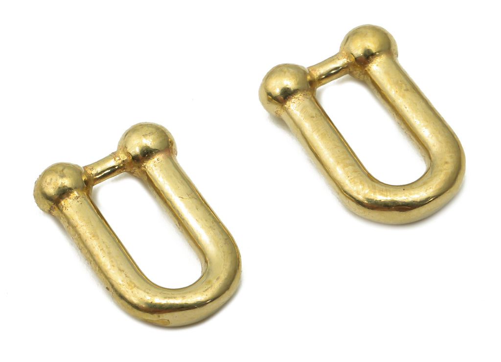 Brass U Link Earrings Charm - Raw Brass Hoop Earrings - Geometric Earrings - Brass U Shaped Hoop Earrings - 15.15x10.4x3.8mm - PP7645 - DOMEDBAZAAR