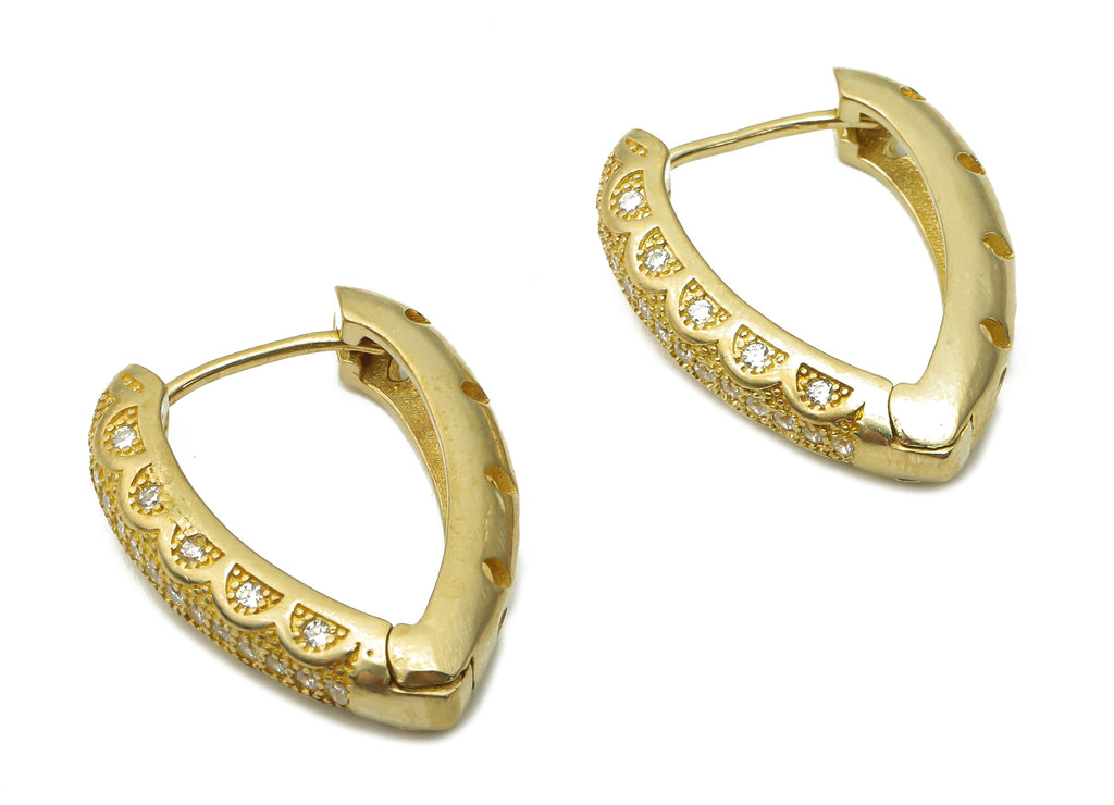Brass Drop Hoop Earring - Raw Brass Teardrop Hoop Earring With Zircon - Brass Huggie Hollow Thick Hoop Clasps - 25.53x19.23x3.62mm - PP7843 - DOMEDBAZAAR