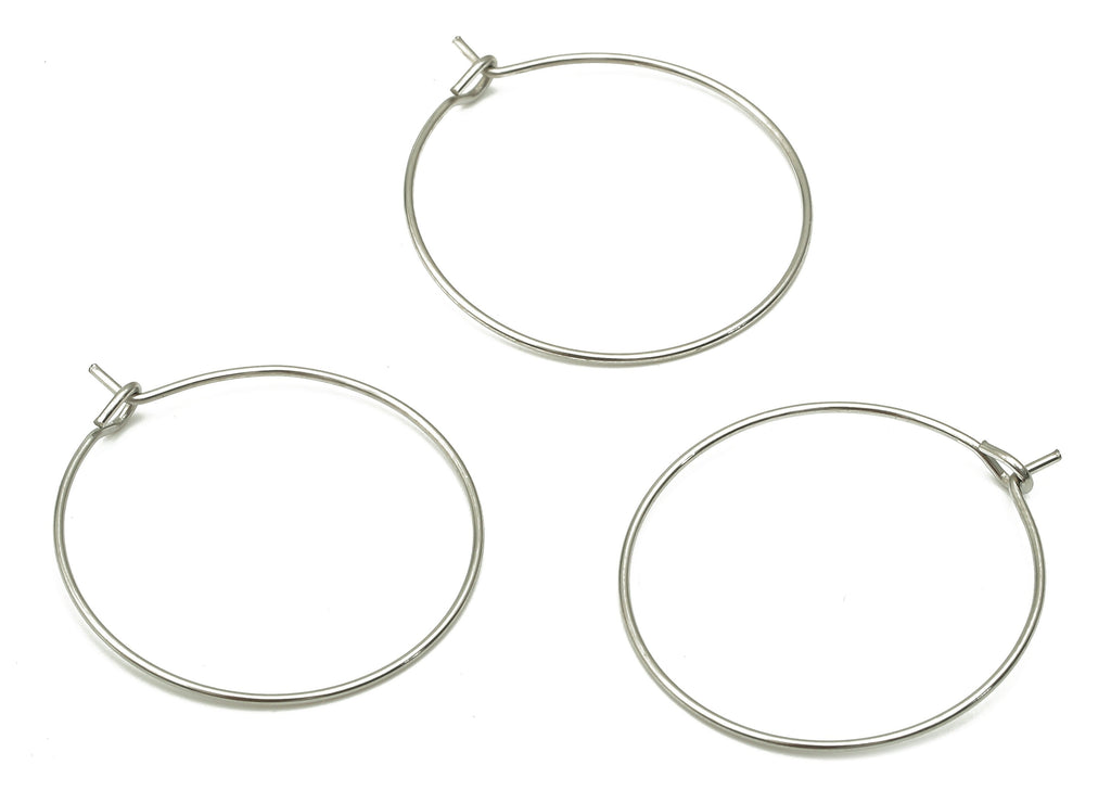 Stainless Steel Earring Hoop - 304 Stainless Steel Circle Ear Wire - Earring Hoop - Jewelry Making Supplies -24.97x24.97x0.64mm- SS1385-25 - DOMEDBAZAAR
