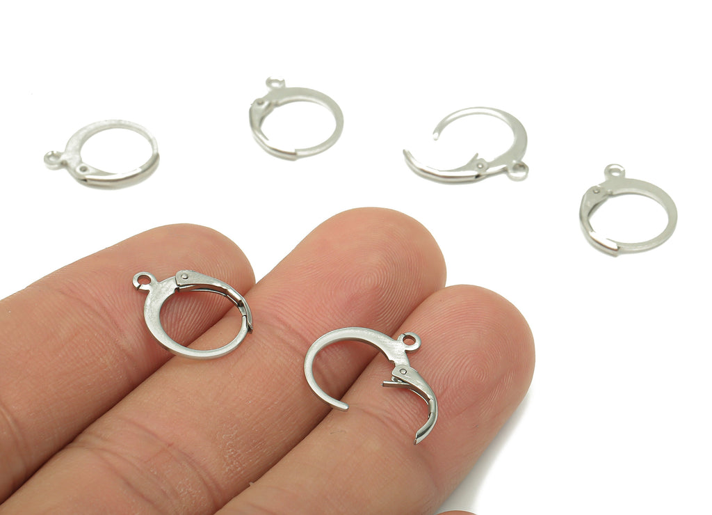 Stainless Steel Leverback Clasp - 304 Stainless Steel Lever back Hook Clasps Earrings - Earring Findings -15.07x11.96x1.37mm- SS1389 - DOMEDBAZAAR