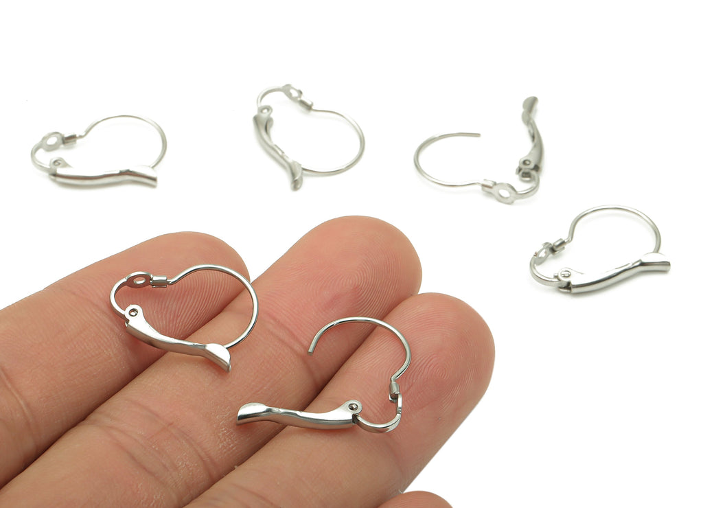 Stainless Steel Leverback - 304 Stainless Steel Lever Back Bean Clasp Hook Earrings - Earring Findings -19.52x15.54x0.73mm- SS1391 - DOMEDBAZAAR
