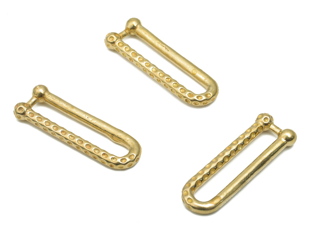 Brass U Link Earrings Charm - Raw Brass Hoop Earrings - Geometric Earrings - Brass U Shaped long Earrings - 29.84x10.25x2.62mm - PP7646 - DOMEDBAZAAR