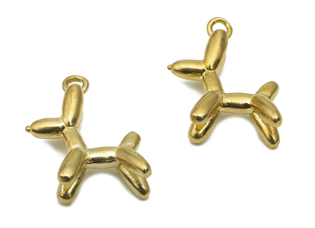 Brass Balloon Dog Earrings Charm - Raw Brass Dog Balloon Pendant - Brass Animal Pendant - Animal Pendant - 20.98x15.98x2.53mm - PP7734 - DOMEDBAZAAR