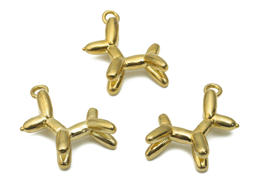 Brass Balloon Dog Earrings Charm - Raw Brass Dog Balloon Pendant - Brass Animal Pendant - Animal Pendant - 20.98x15.98x2.53mm - PP7734 - DOMEDBAZAAR