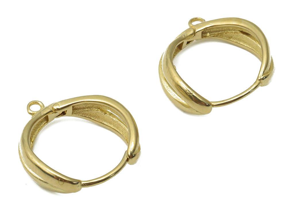 Brass Circle Earrings Clasps - Raw Brass Circle Leaf Hoop Pendant - Brass Round Huggie Leaf Thick Hoop Earrings - 16.37x15.4x1.48mm - PP7601 - DOMEDBAZAAR