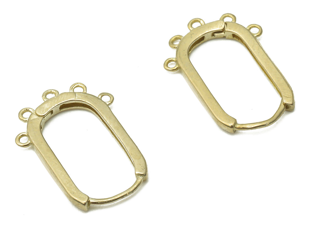 Brass Oval Earrings Clasps - Raw Brass Huggie Hoop Earring Connectors - 5 Loops - Brass Connector - Brass Clasp - 16.12x11.26x1.6mm - PP7612 - DOMEDBAZAAR