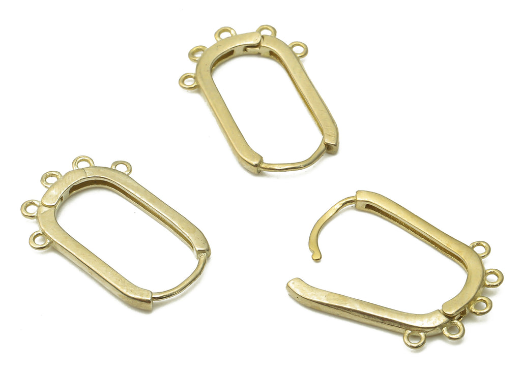 Brass Oval Earrings Clasps - Raw Brass Huggie Hoop Earring Connectors - 5 Loops - Brass Connector - Brass Clasp - 16.12x11.26x1.6mm - PP7612 - DOMEDBAZAAR