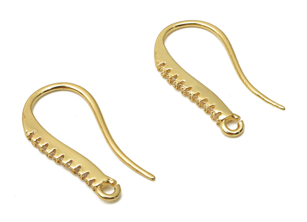 Brass zigzag Earring Wires With Loop - Gold Plated Hook Earrings - Brass Ear Wire - 18K Real Gold Tone Plated - 21.26x9.06x2.3mm -RGP4764 - DOMEDBAZAAR