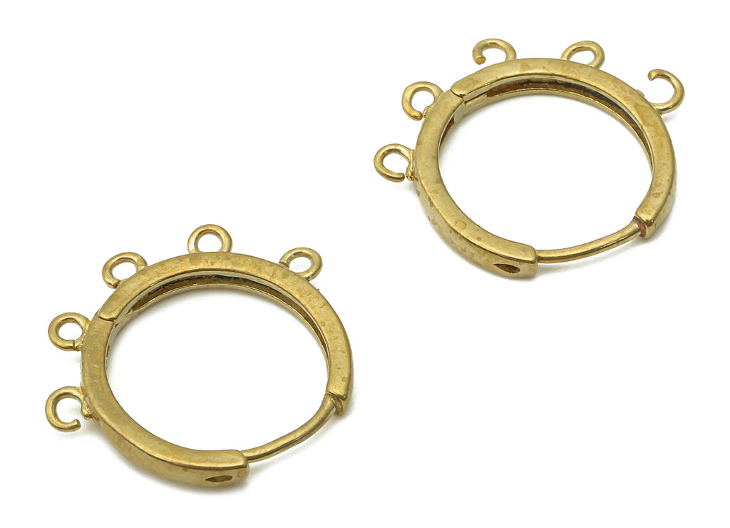 Brass Round Hoops Earring Connector - Raw Brass Circle Hoop Earring With Loop - Brass Huggie Clasps With 5 Loops - 20.8x18.7x2.43mm - PP7766 - DOMEDBAZAAR