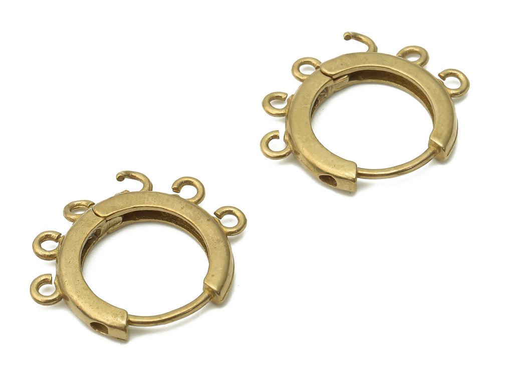 Brass Round Hoops Earring Connector - Raw Brass Circle Hoop Earring With Loop - Brass Huggie Clasps With 6 Loops - 21x17.04x2.4mm - PP7767 - DOMEDBAZAAR