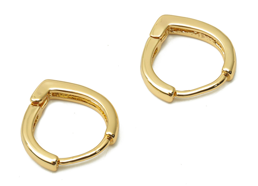 Brass Drop Earrings Hoops - Huggie Hoop Drop Earrings - Brass Teardrop Clasps - 18K Real Gold Plated Brass - 14.7x14.16x1.74mm - RGP4813 - DOMEDBAZAAR