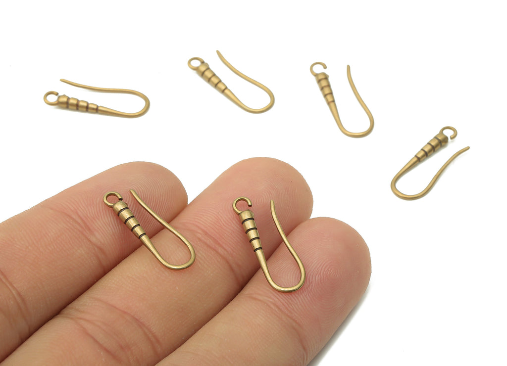 Brass Earrings Wires - Raw Brass Earrings Hooks With Loop - Brass Earring Hook Findings - Earring Wires - 19.7x6.45x2.16mm - PP7778 - DOMEDBAZAAR