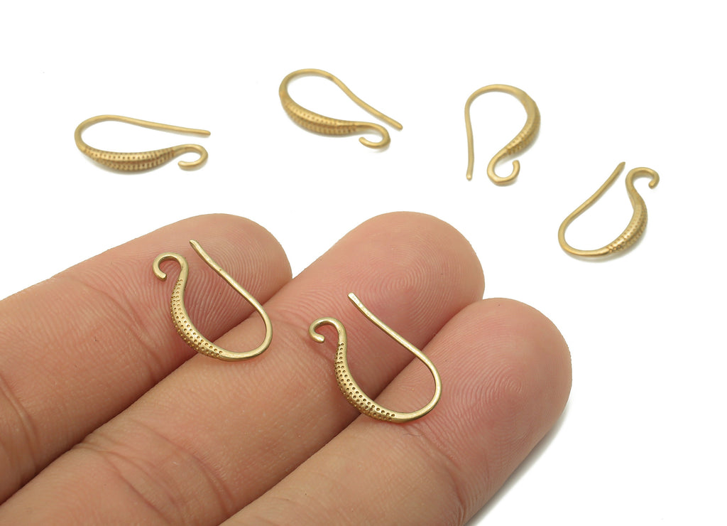 Brass Earrings Wires - Raw Brass Round Spots Earring Hook - Brass Earrings Hooks - Brass Wire Ear Hooks - 17.15x9.8x2.25mm - PP7781 - DOMEDBAZAAR