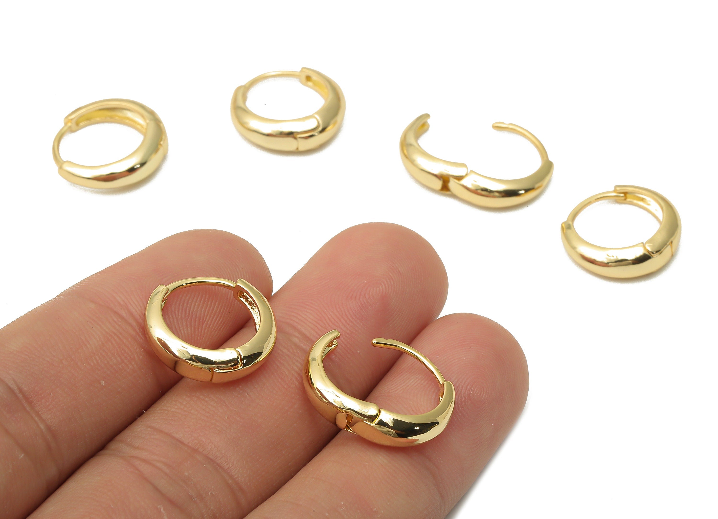 Brass Round Earring Clasps - Brass Round Thick Huggie Hoop Earring - E –  DOMEDBAZAAR