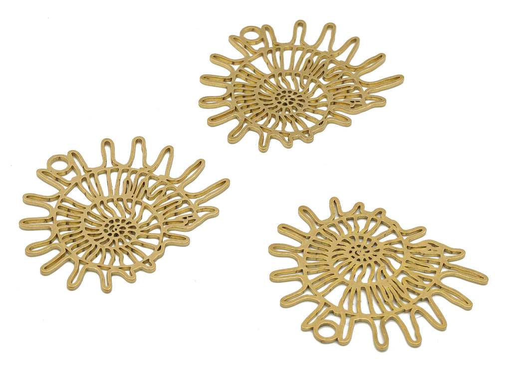 Brass Snail Earring Charm - Raw Brass Snail Cutout Pendant - Laser Cut Charm - Filigree Charm - Jewelry Supplies -35.95x31.3x0.9mm - PPA4230 - DOMEDBAZAAR