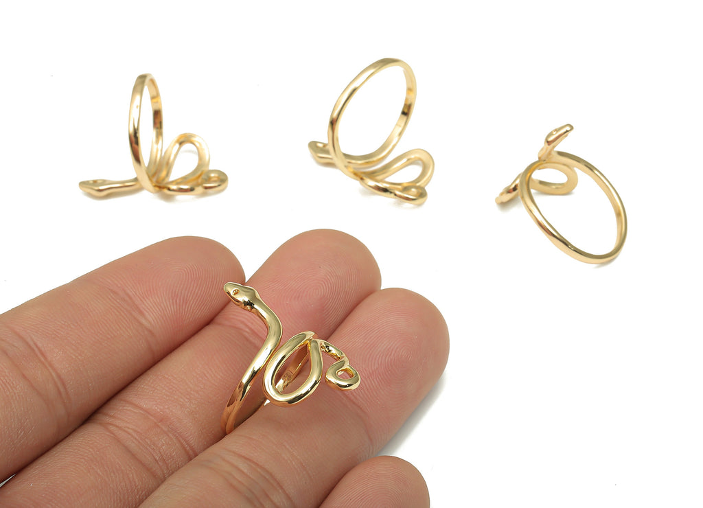 Brass Snake Ring Charm - Gold Spiral Ring - 18k Real Gold Plated Brass - Gold Wrap Ring - Adjustable Ring - 25.1x18.98x1.33mm - RGP4682 - DOMEDBAZAAR