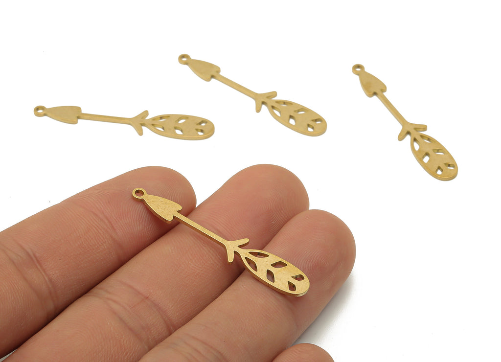 Brass Arrow Wing Earring Charms - Raw Brass Wing Arrow Cutout Pendant - Laser Cut Charms - Drop Earring Charm - 39.74x7.22x0.85mm - PPA4354 - DOMEDBAZAAR