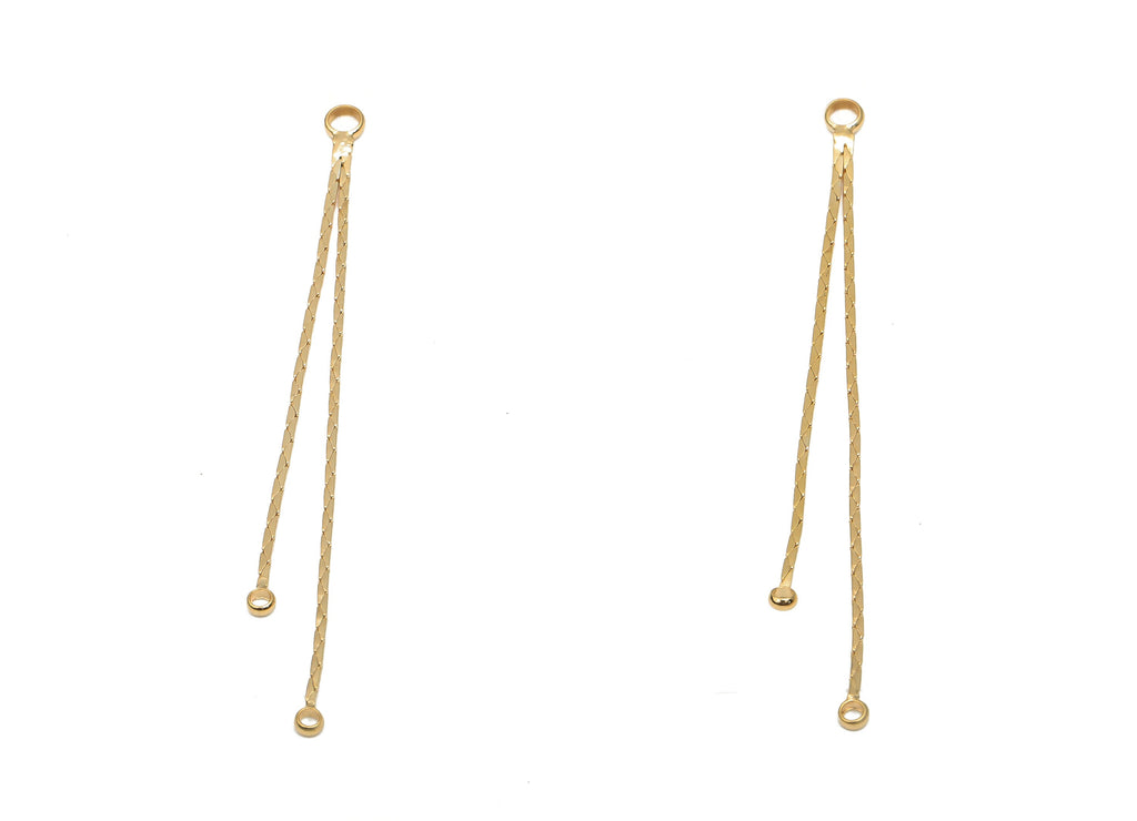 Brass Snake Chains Tassel - Gold Plated Brass Chain Tassel With 2 Loops - Brass Earring Findings - 52.85x2.9x1mm - RGP4717 - DOMEDBAZAAR