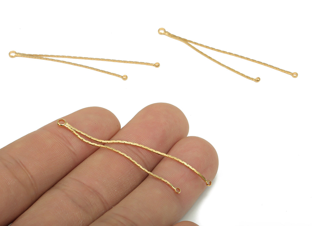 Brass Snake Chains Tassel - Gold Plated Brass Chain Tassel With 2 Loops - Brass Earring Findings - 52.85x2.9x1mm - RGP4717 - DOMEDBAZAAR