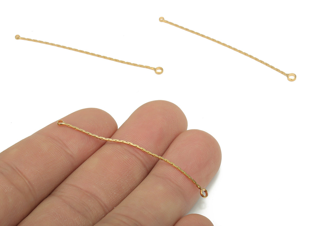 Brass Snake Chain Connector - 18K Real Gold Plated Brass Chains Tassel - Chain Earring - Chains Tassel - 53.41x3x1mm - RGP4719 - DOMEDBAZAAR