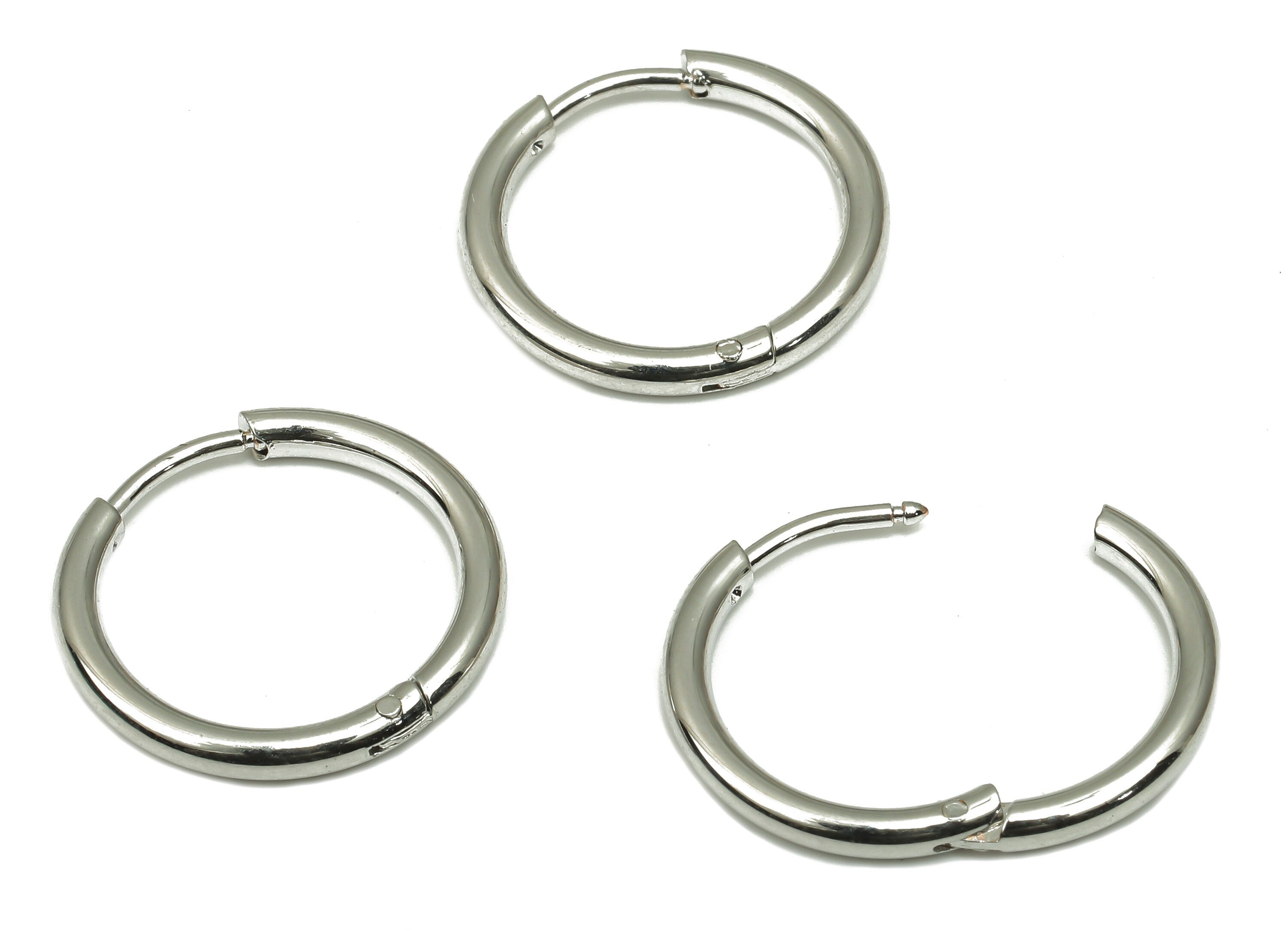 Hoop Earring Clasp - Brass Circle Earrings - 18k Real White Gold Plate –  DOMEDBAZAAR