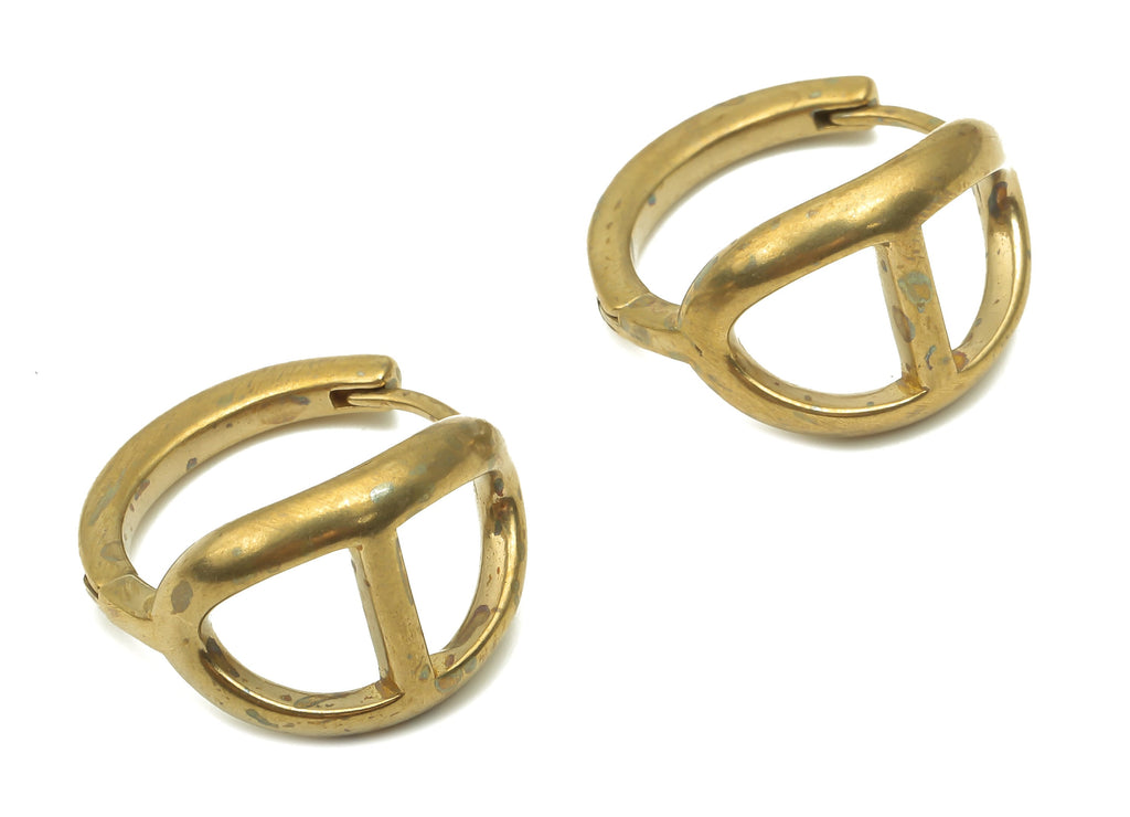 Brass Round Earring Clasp - Raw Brass Huggie Hoop Earring - Geometric Earring -  Earring Clasp - Jewelry Supplies -19.68x18.24x2.5mm- PP7876 - DOMEDBAZAAR