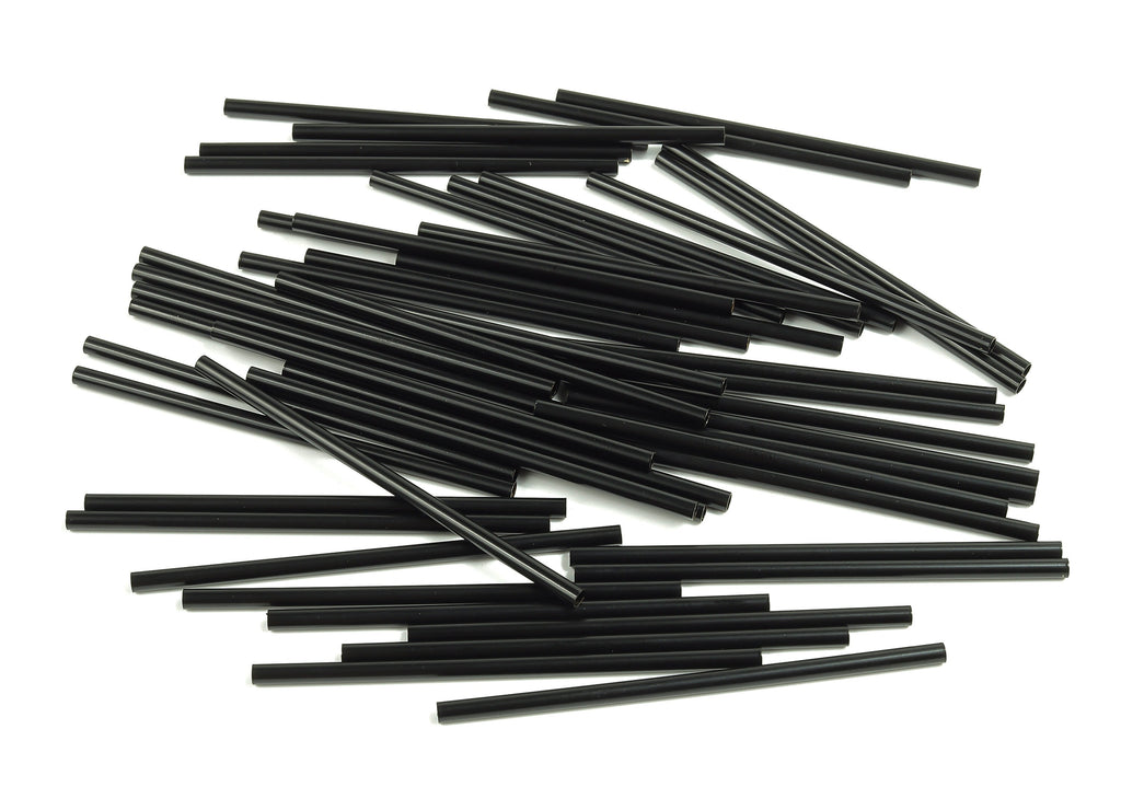 Matte Black Himmeli Tubes - Raw Brass Round Himmeli DIY Tube Beads - Circle Pipes for Geometric - For Air Plants - 2.5x0.2x60mm- PP4569B-60 - DOMEDBAZAAR