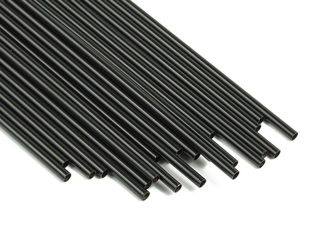 Matte Black Himmeli Tubes - Raw Brass Round Himmeli DIY Tube Beads - Circle Pipes for Geometric - For Air Plants - 2.5x0.2x80mm- PP4569B-80 - DOMEDBAZAAR