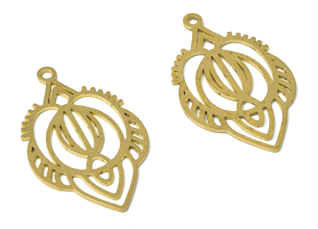 Brass Cutout Frog Earring Charm - Raw Brass Cutout Abstract Frog Pendant - Cutout Charms - Cutout Earring - 37.65x23.78x0.83mm - PPA2924 - DOMEDBAZAAR