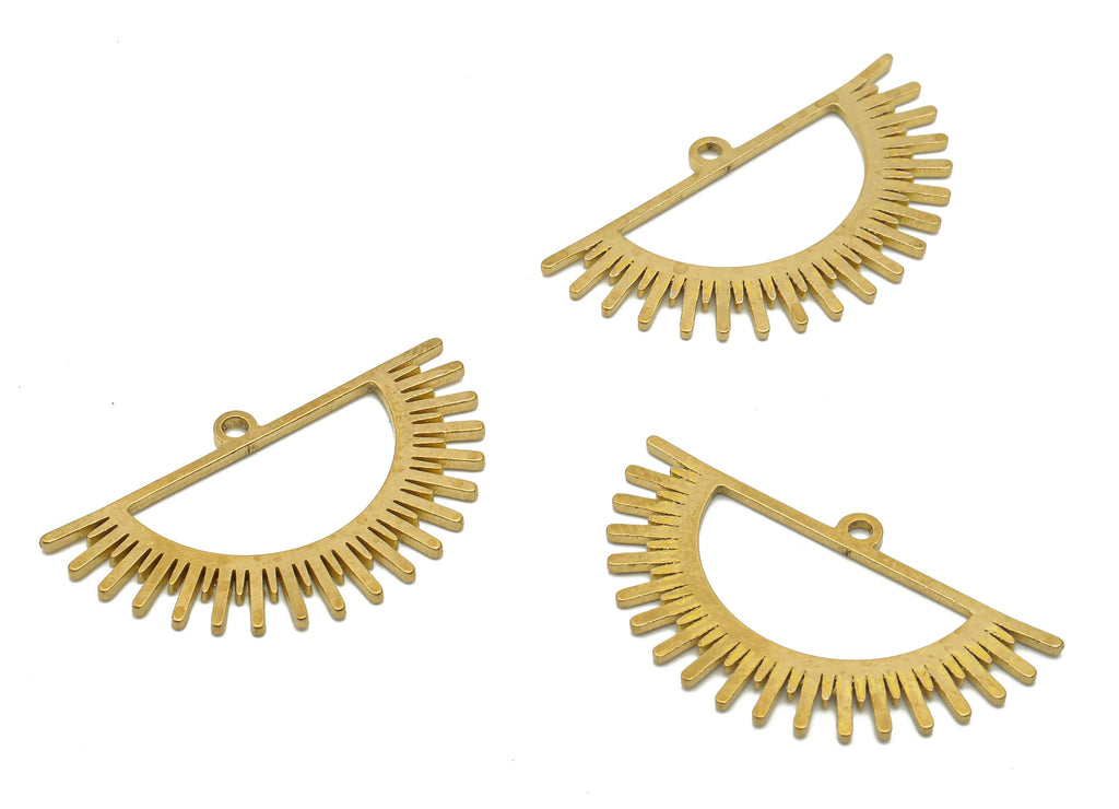 Raw Brass Semi Circle Sun Cutout Earring Charms - Brass Semi Half Moon Pendant - Jewelry Making Supplies - 29.73x17.46x0.85mm - PPA4031 - DOMEDBAZAAR
