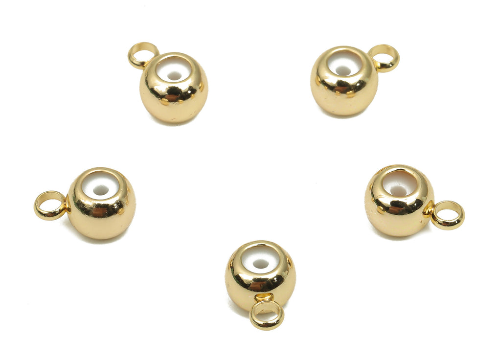 Brass Sliding Adjustable Bead With Loop - Rondelle Stopper Bead with Silicone - Spacer - 18K Real Gold Plating - 8.54x5.82x4.37mm - RGP4661 - DOMEDBAZAAR