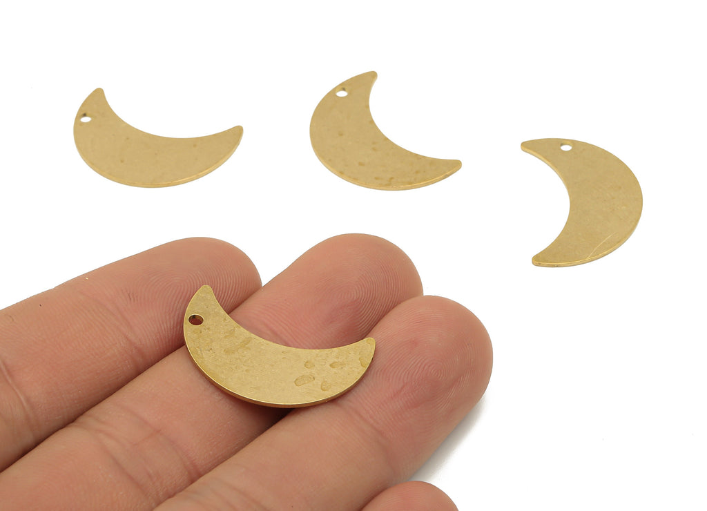 Raw Brass Moon Cutout Earring Charm - Brass Crescent Moon Pendant Charm - Laser Cut Charms - Jewelry Making - 24.77x16.34x0.68mm - PPA4054 - DOMEDBAZAAR