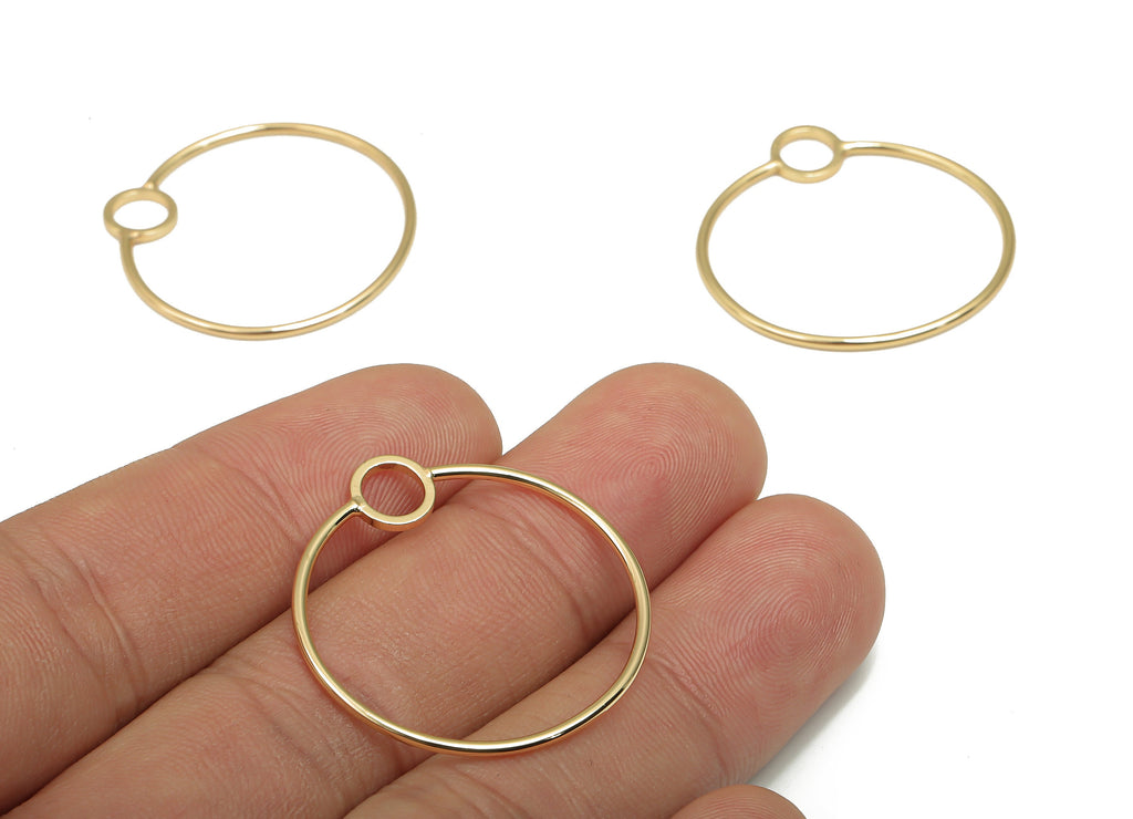 Brass Round Charms - Brass Circle Hoop Earring Charm - 18K Real Gold Plated Brass Pendant - For Necklace - 30.44x29.34x1.27mm - RGP4674 - DOMEDBAZAAR