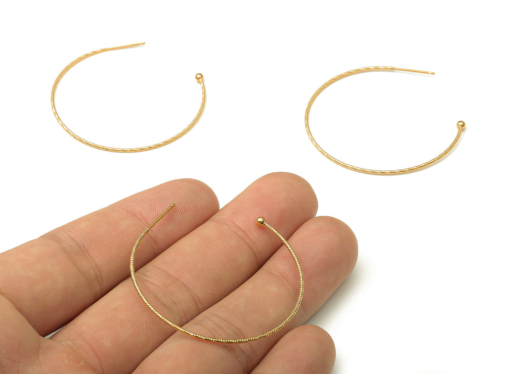Brass Round Wire Earring Stud - Circle Open Hoop Earring Post - 316 Stainless Steel - 18K Real Gold Plating - 41.35x40.89x1.06mm - RGP5230 - DOMEDBAZAAR