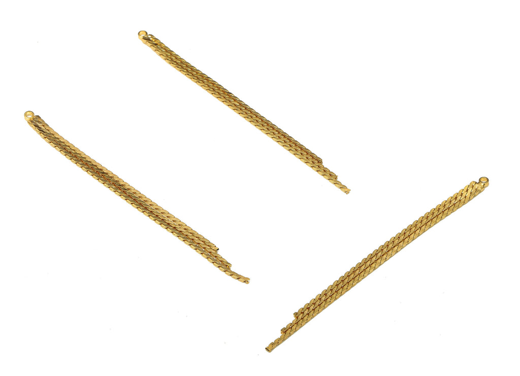 Brass Serpentine Gold Snake Chains Earrings - Brass Tassel Chain Charms - Earring Findings - 18k Real Gold Plating - 81.45x3x1.2mm - RGP5232 - DOMEDBAZAAR