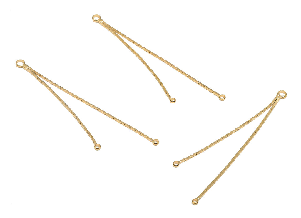 Brass Snake Chains Tassel - Gold Plated Brass Chain Tassel With 2 Loops - Brass Earring Findings - 52.85x2.9x1mm - RGP4717 - DOMEDBAZAAR