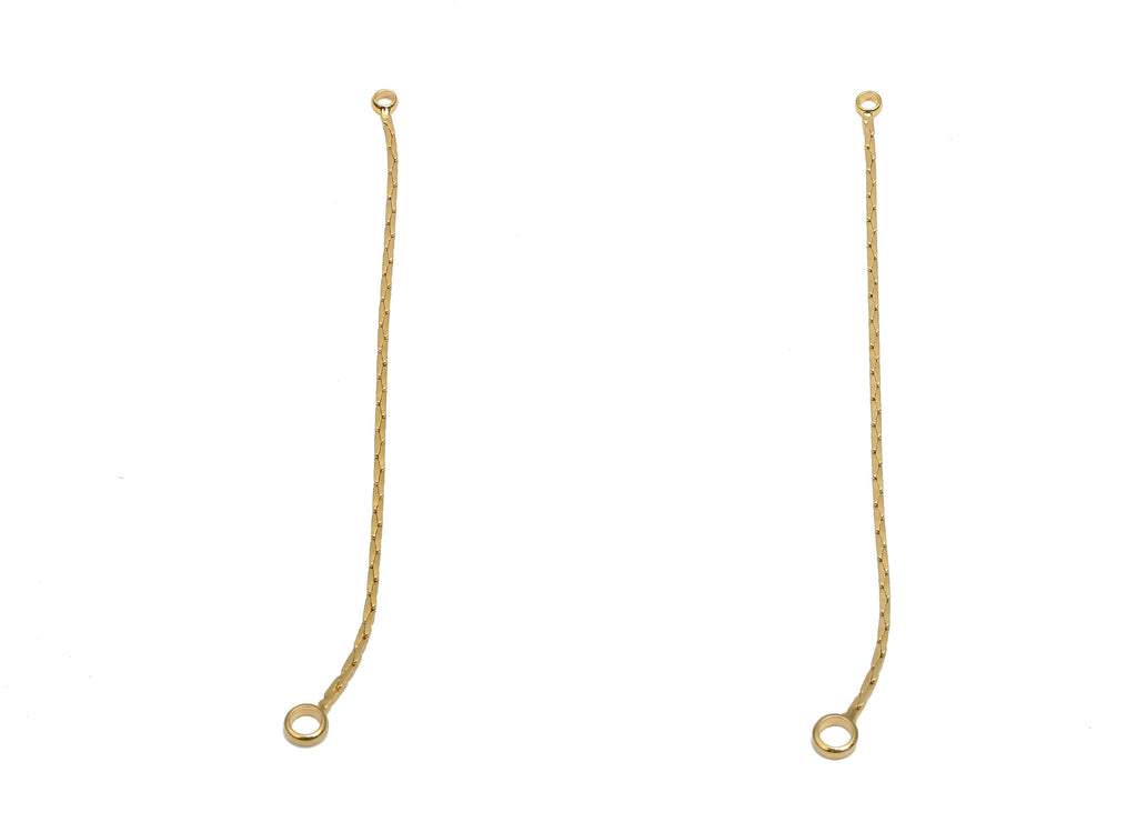 Brass Snake Chain Connector - 18K Real Gold Plated Brass Chains Tassel - Chain Earring - Chains Tassel - 53.41x3x1mm - RGP4719 - DOMEDBAZAAR