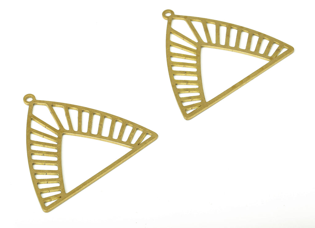 Brass Triangle Earring Charms - Raw Brass Triangle Cutout Pendant With Loop - For Necklace - Earring Findings - 31.73x29.2x0.65mm - PPA5286 - DOMEDBAZAAR