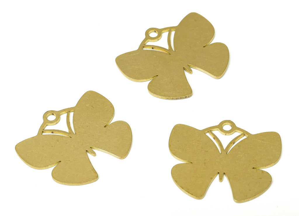 Brass Butterfly Earring Charms - Raw Brass Stamping Blank Cutout Pendant With Loop - For Necklace - 24.86x21.64x0.62mm - PPA4587 - DOMEDBAZAAR