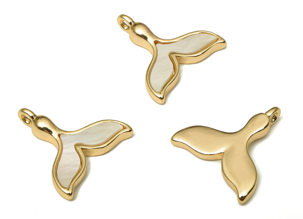 Brass Fish Tail Earring Charms - Shell Fish Tail Pendant With Loop - 18K Real Gold Plated Brass - For Necklace - 14.7x14.63x1.77mm - RGP5221 - DOMEDBAZAAR