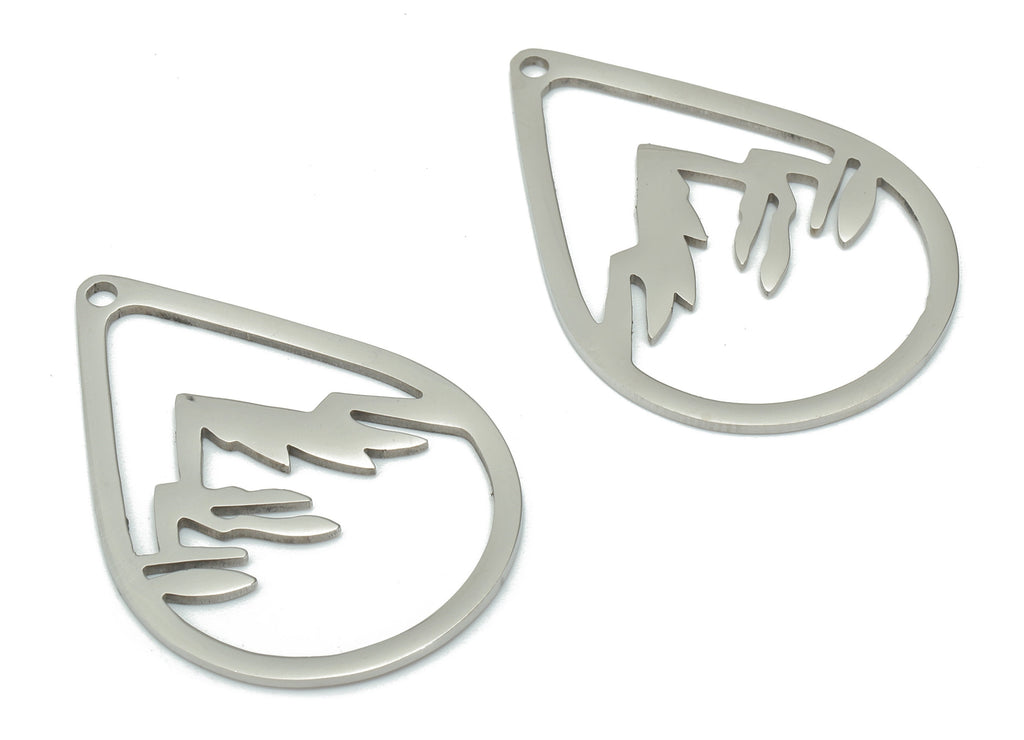 Stainless Steel Drop Earring - 216 Stainless Steel Teardrop Pendant Necklace - Earring Findings - Jewelry Supplies - 33x23.5x0.84mm - SS1395 - DOMEDBAZAAR