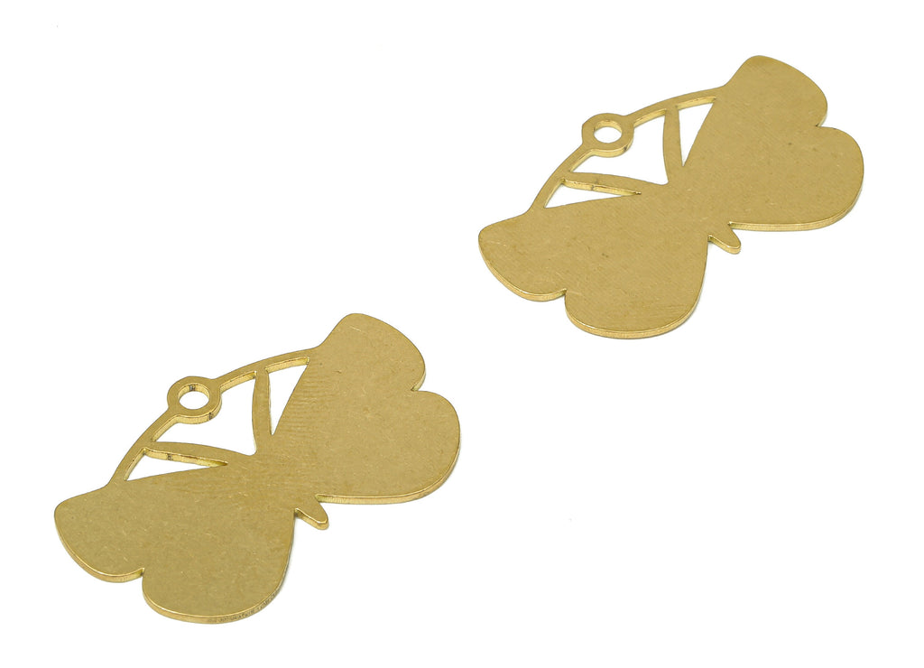 Brass Butterfly Earring Charms - Raw Brass Stamping Blank Pendant With Loop - For Necklace - Earring Findings - 29.86x18.88x0.71mm - PPA4590 - DOMEDBAZAAR